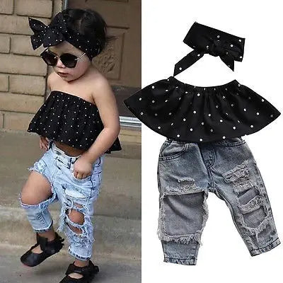 Black Blouse Top & Denim Pants - For all baby