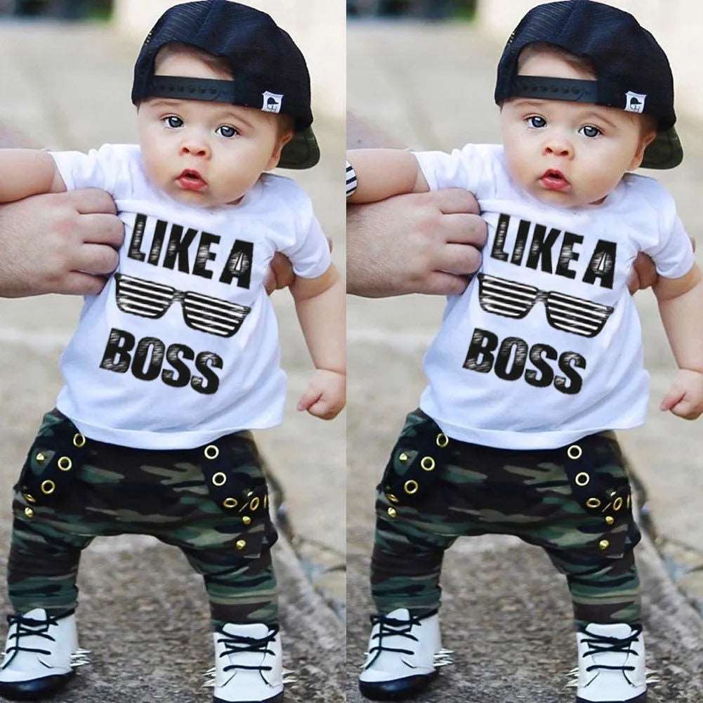 Baby Boy Clothes Set: Cute Short Sleeve T-Shirt & Pants Outfits