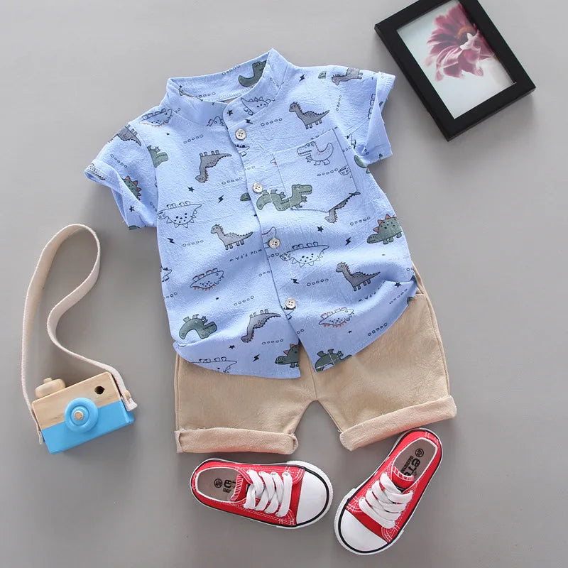 Toddler Summer Dinosaur Pattern Shorts Set - For all baby