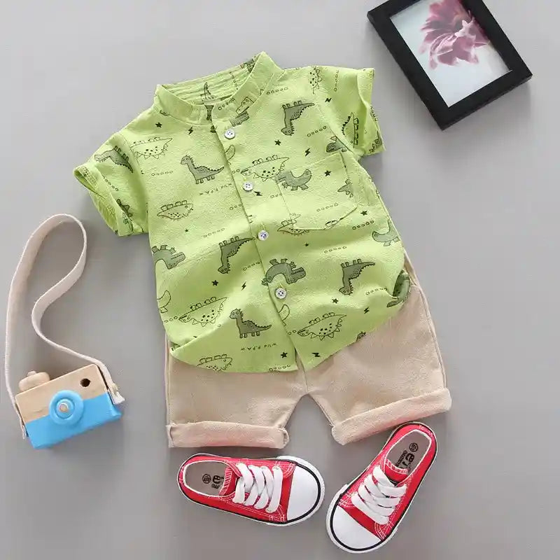 Toddler Summer Dinosaur Pattern Shorts Set - For all baby