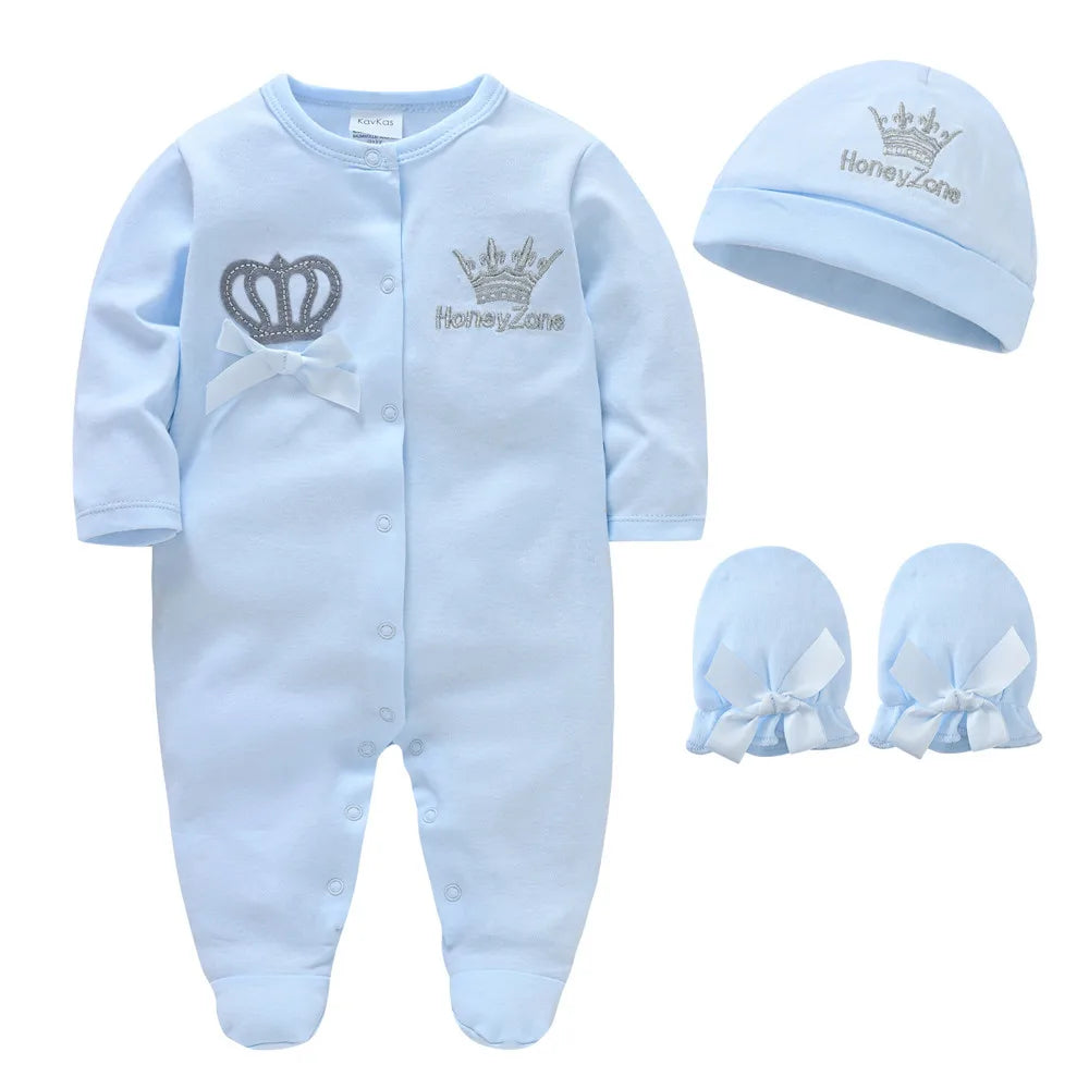 Newborn Baby Romper: Royal Crown Prince Cotton Set