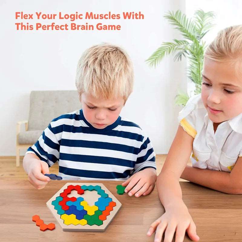 3D Hexagonal Wooden Puzzles Montessori Educational Toys: Brain-Boosting Fun