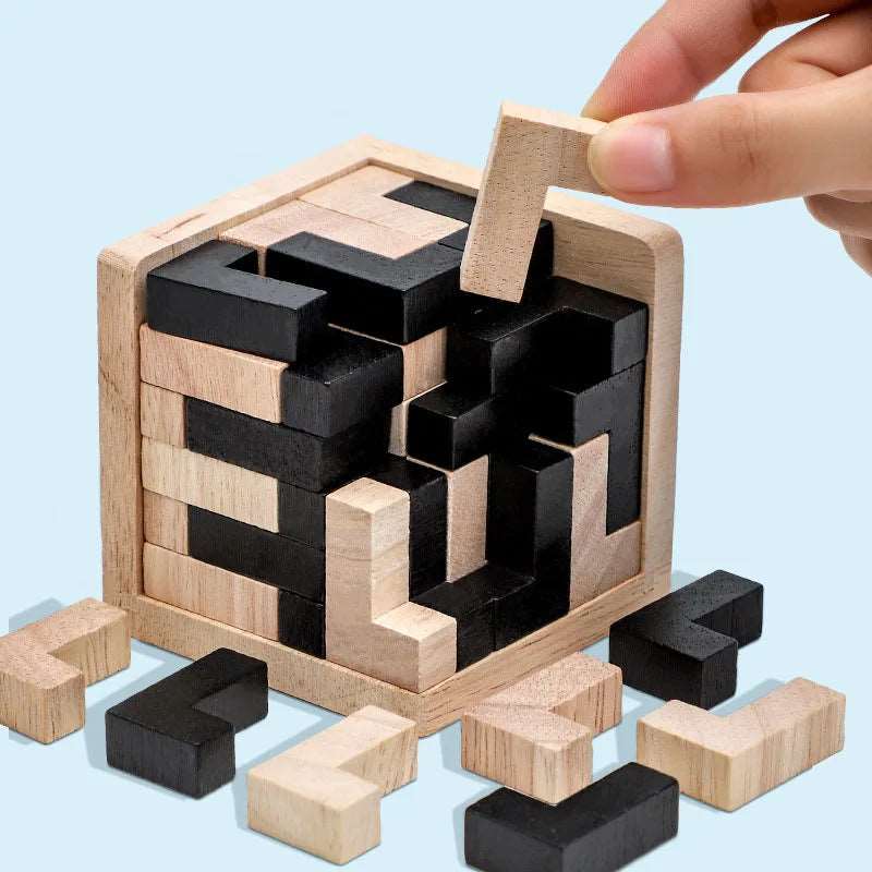 Creative 3D Wooden Cube Puzzle: Enhancing Kids' Creativity and Coordination