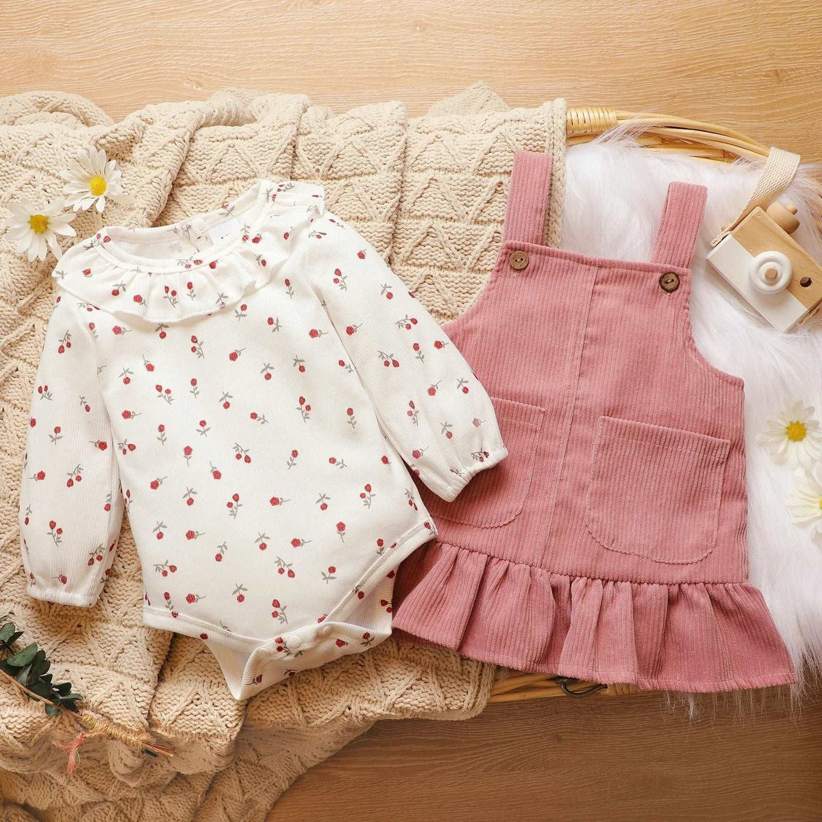 Floral Print Velvet Baby Romper and Dress - For all baby