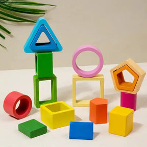 Montessori Wooden Sorting Stacking Toys - Develops Fine Motor Skills and Cognitive Abilities