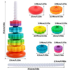 Montessori Rotating Rainbow Tower: Stacking Puzzle & Brain Development