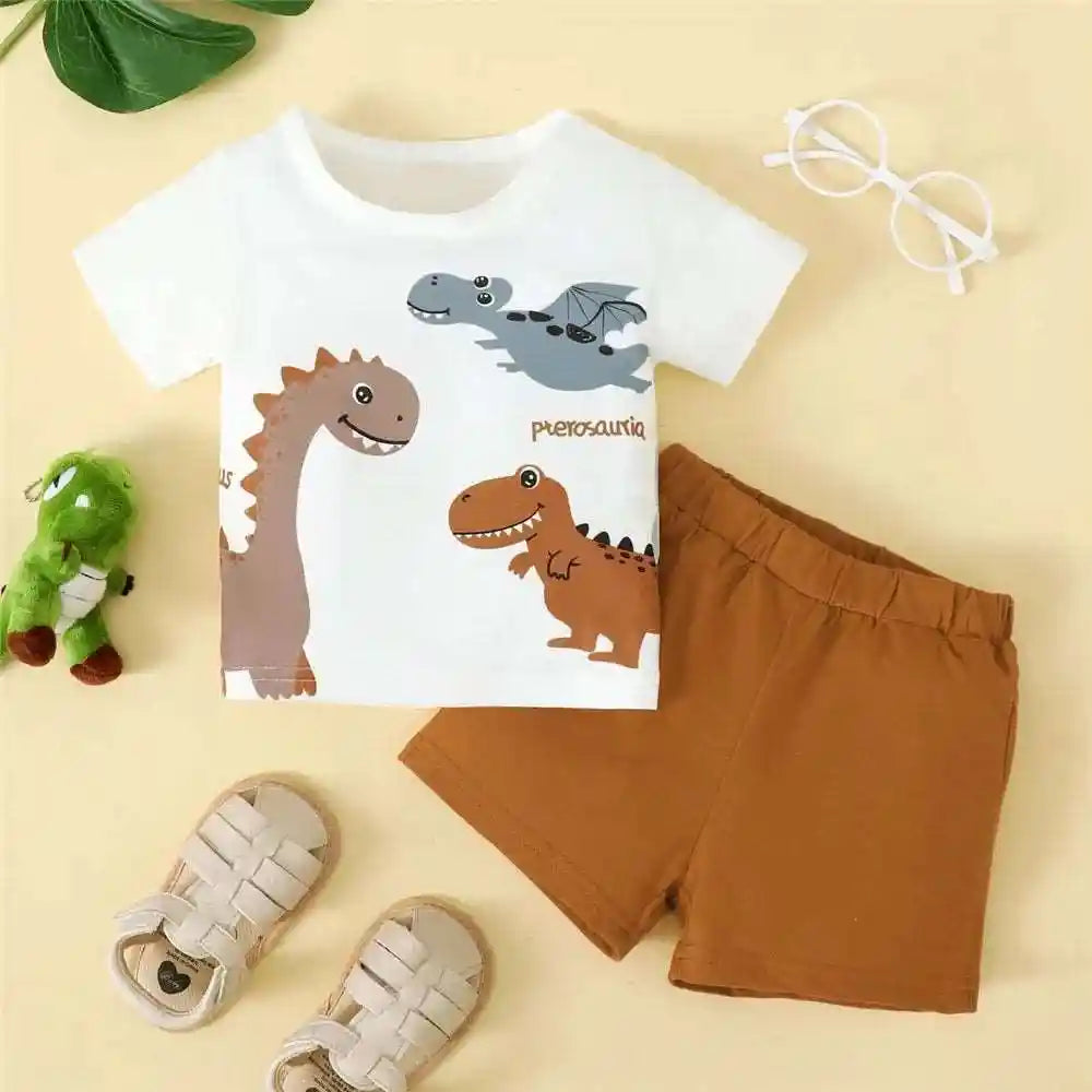 Dinosaur Print T-Shirt with Shorts Sportswear - For all baby