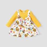 PatPat Baby Girl Honeybee Animal pattern 3D Bowknot  Dress - For all baby
