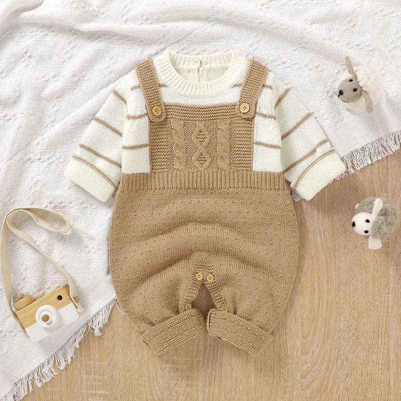 Baby Rompers: Knitted Long Sleeve Jumpsuits