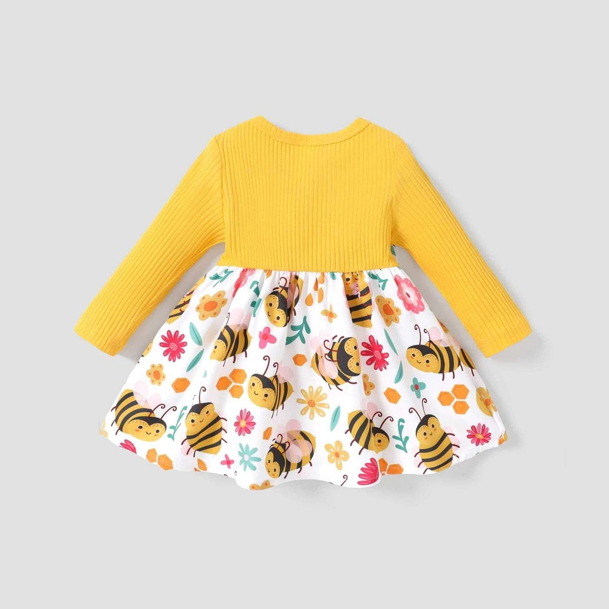 PatPat Baby Girl Honeybee Animal pattern 3D Bowknot  Dress - For all baby