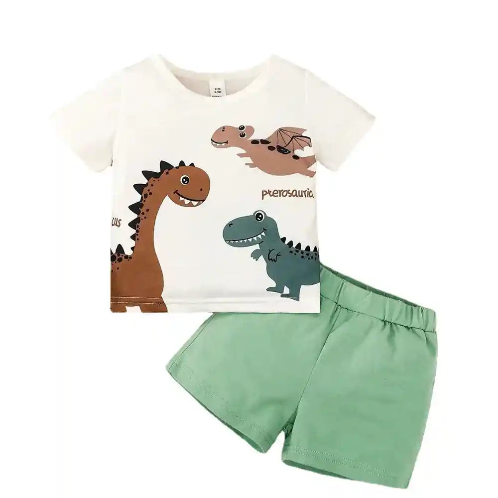 Dinosaur Print T-Shirt with Shorts Sportswear - For all baby