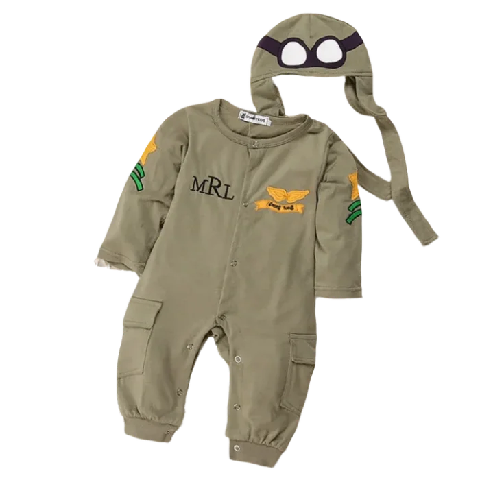 Army Green Baby Rompers: Pilot Airman Costumes & Comfortable Cotton