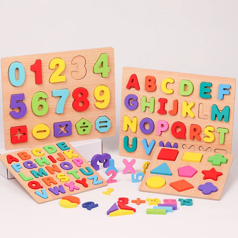 Wooden Puzzle Montessori Toys: Alphabet & Number Learning