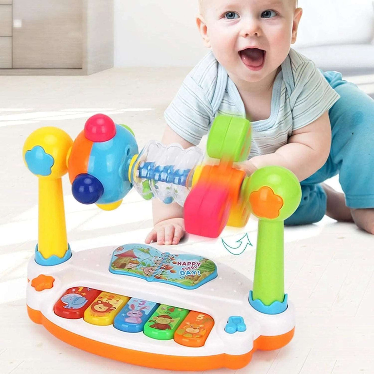 Baby Piano Toys Kids Rotating Music Piano Keyboard with Light Sound - Kids Musical Education